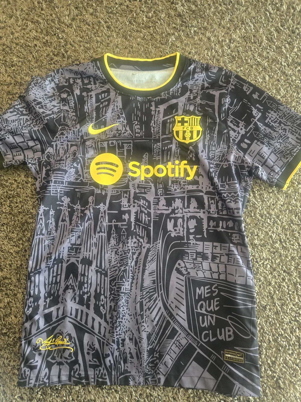 Nike FC Adult Barcelona Black & Yellow Soccer Jersey